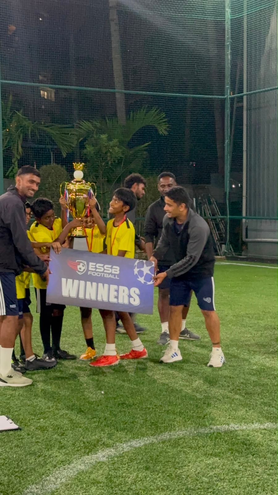 ESSB school team celebrating a tournament win
