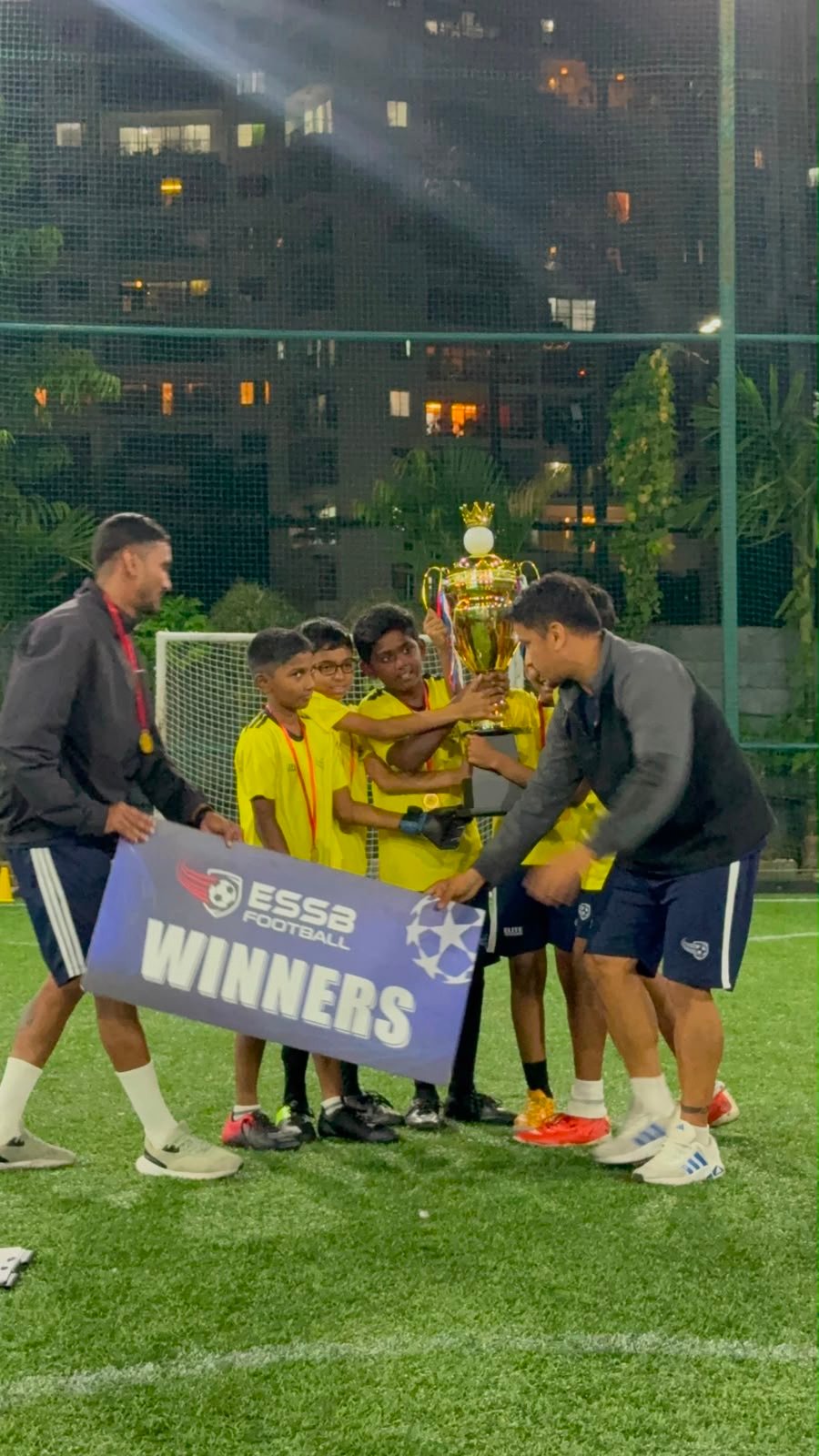 ESSB school team celebrating a tournament win