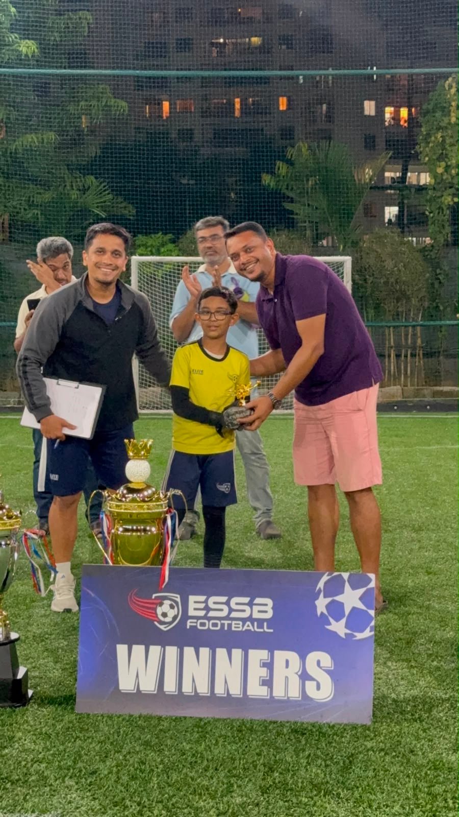 ESSB school team celebrating a tournament win