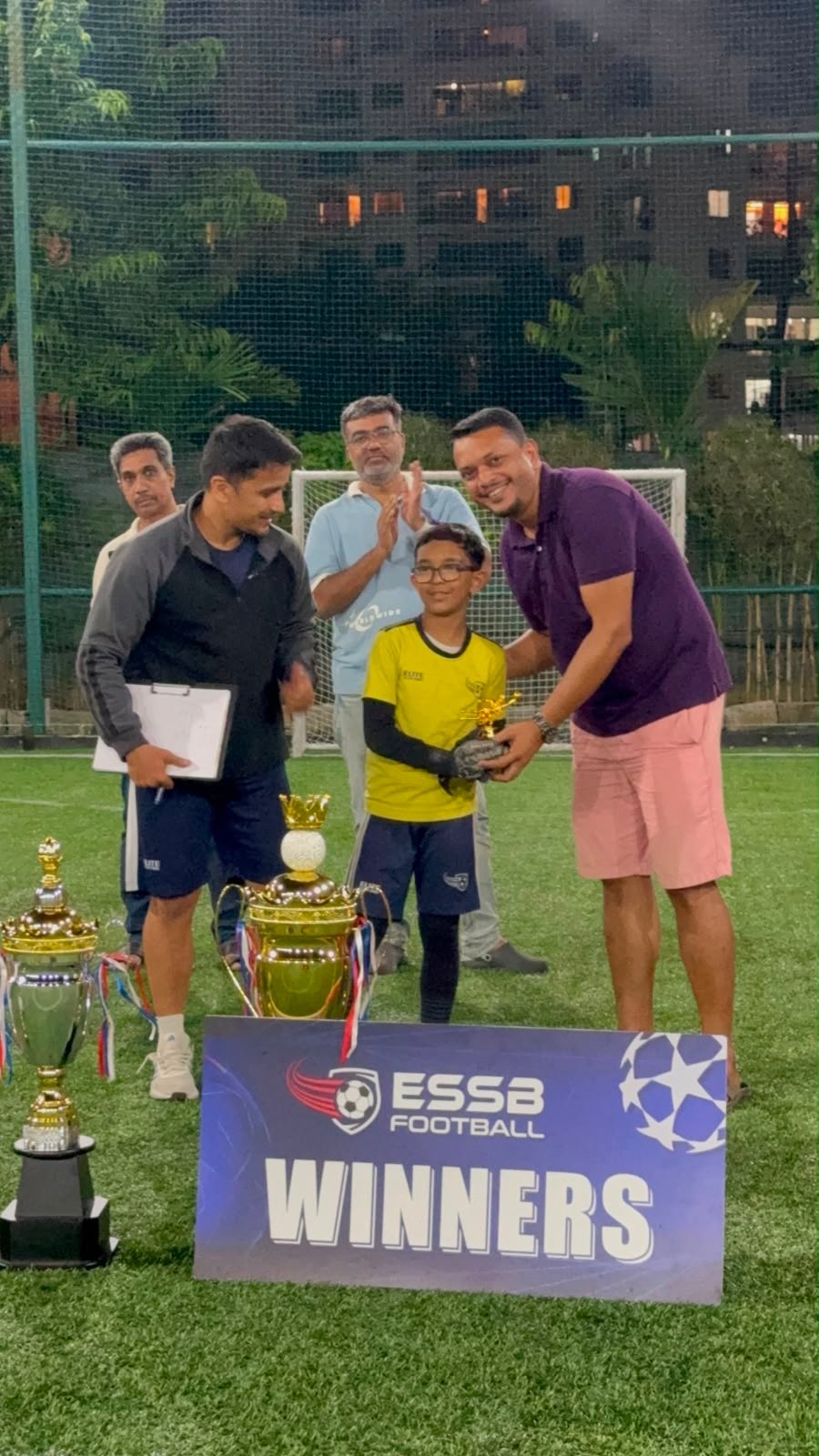 ESSB school team celebrating a tournament win
