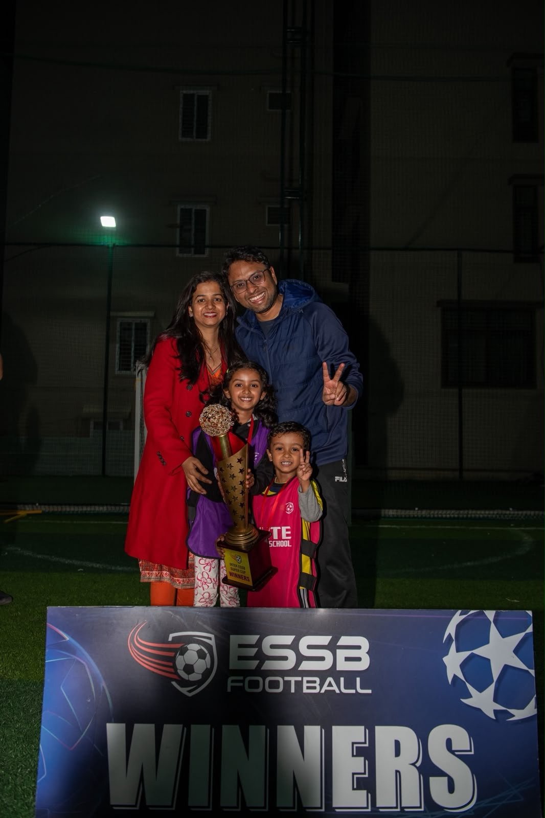 ESSB school team celebrating a tournament win
